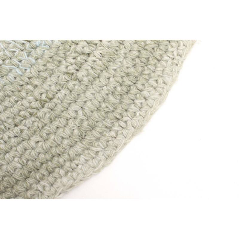 ECARPETGALLERY Braid weave Sienna Light Blue Wool Rug - 4'0 x 4'0