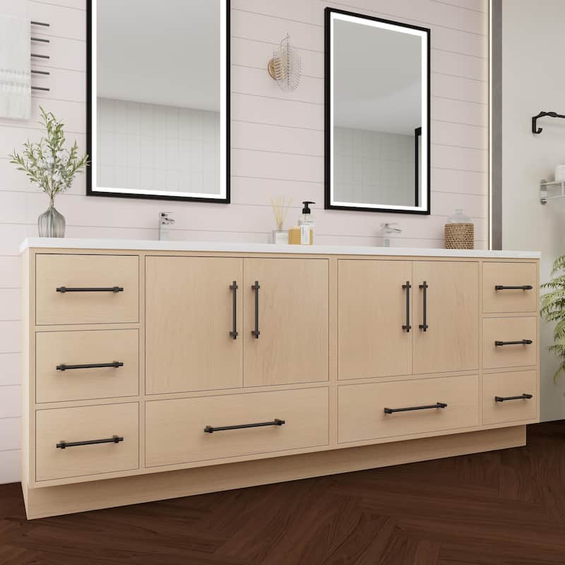 Victoria 84'' Freestanding Vanity with Double Reinforced Acrylic Sink - 83.5