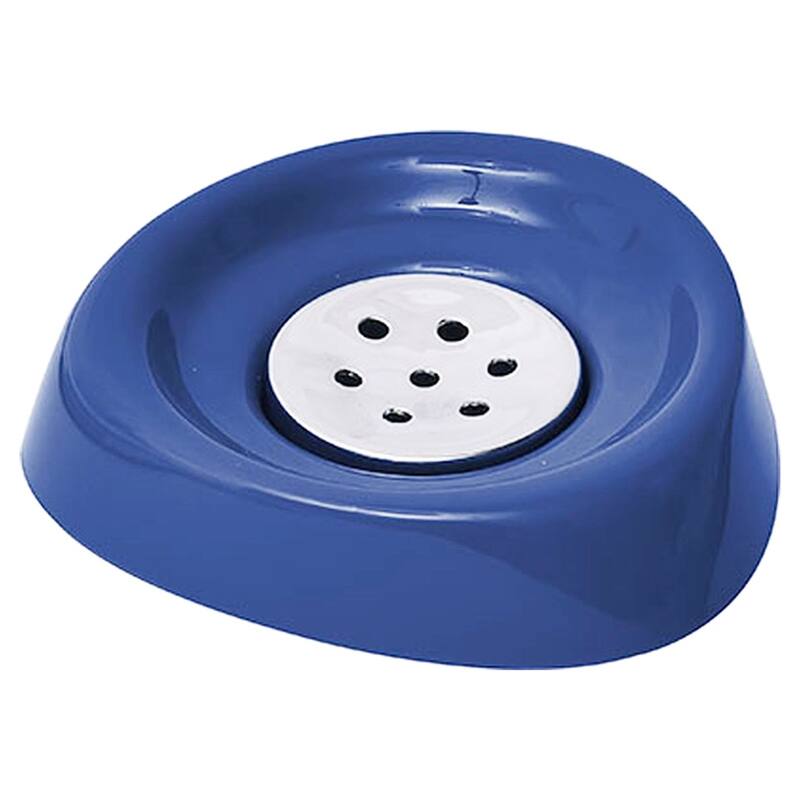 Soap Dish Cup Holder Drain Plug Design - 5 L x 5 W x 1 H - Navy Blue