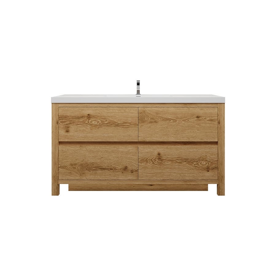 Modern 60" Freestanding Bathroom Vanity with Single Sink, and Acrylic Sink Top (Louis Series)
