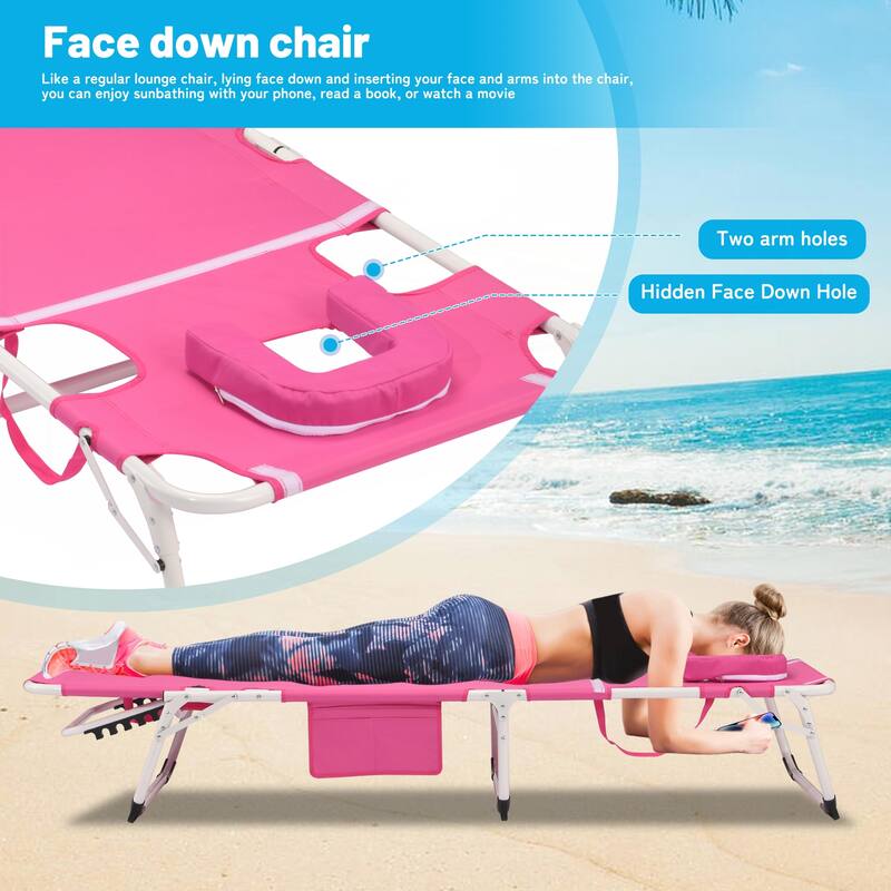 3-in-1 Heavy Duty Tanning Chair with Face Hole