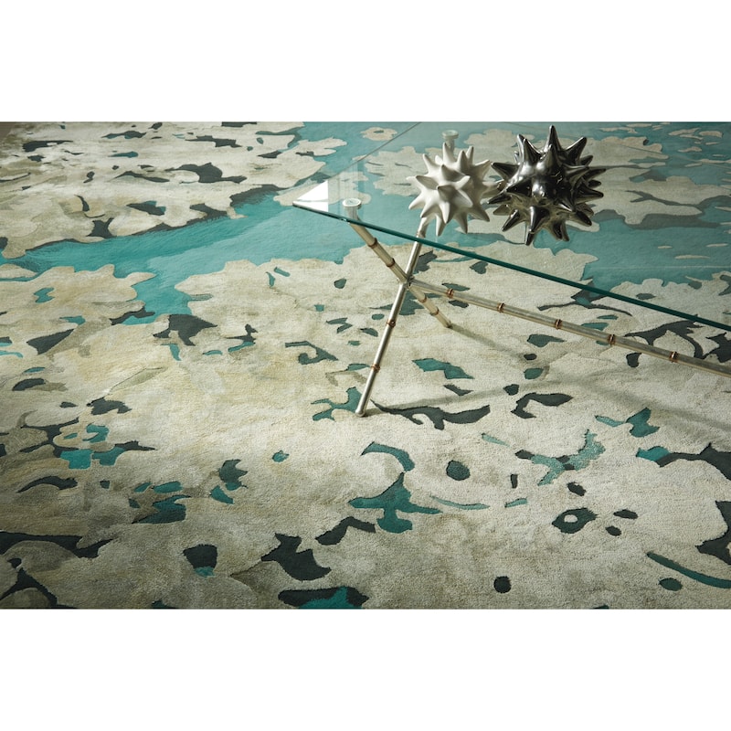 Nourison Prismatic Abstract Floral Textured Water Lily Shimmer Area Rug