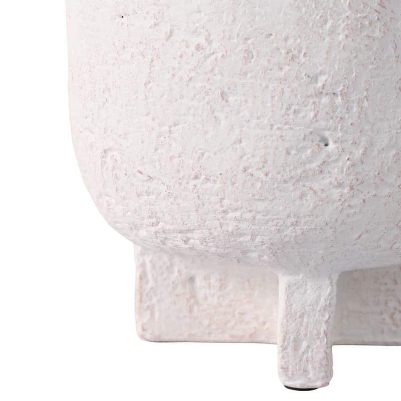 Pottery Planters Textured Finish Garden Use (Set of 2) - 8", 6" White - 7" x 7" x 8"
