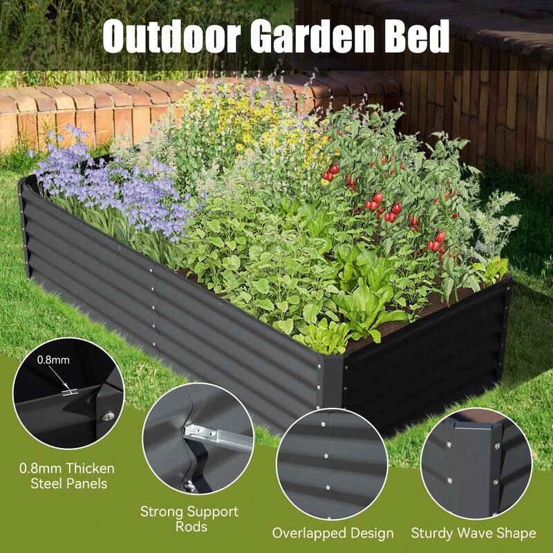8x4x1.5 ft Galvanized Raised Garden Bed,Planter Garden Boxes Large Metal Planter Box for Gardening Vegetables Fruits Flowers