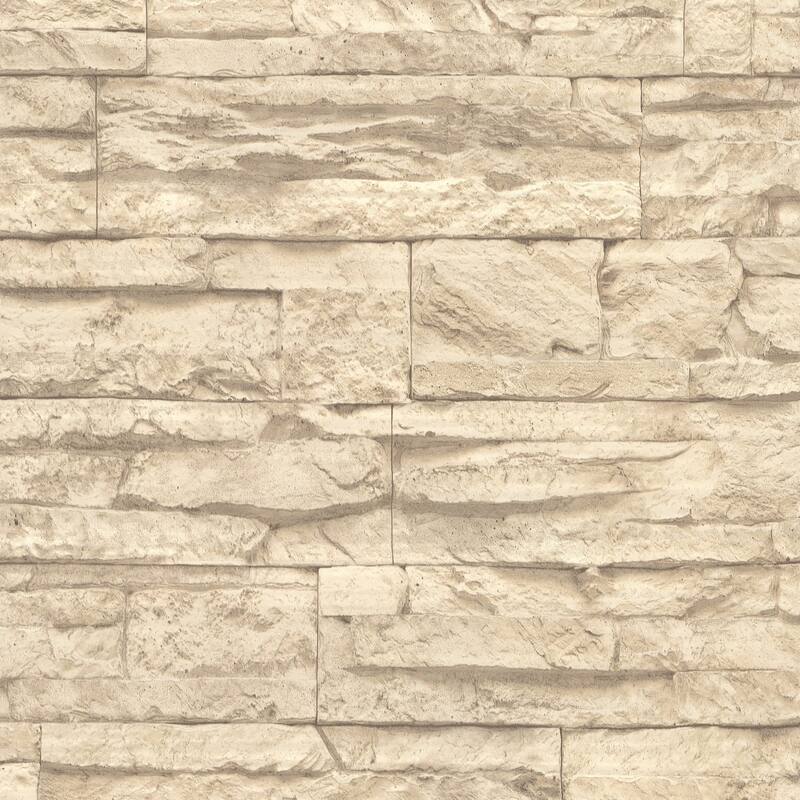 Galerie Wallcoverings Bricks and More Collection Wide Granite Slabs Matte Finish Vinyl on Non-woven Wallpaper Roll - 33-feet long x 21-inches wide - Beige