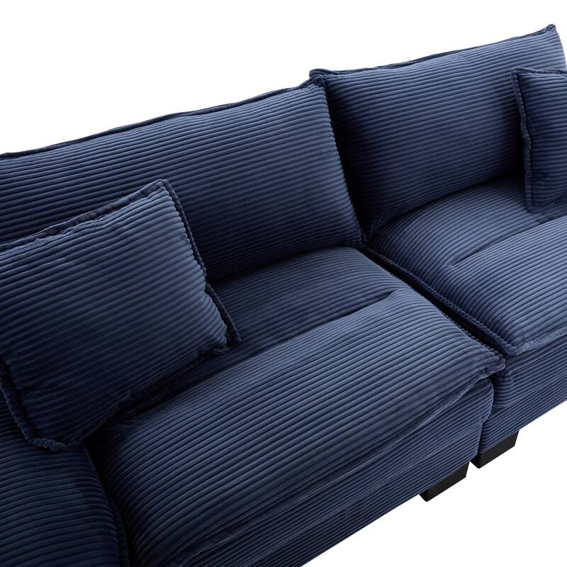84-Inch Corduroy Sofa with Double Layer Cushion and 2 Extra Pillows for Living Room or Guest Room