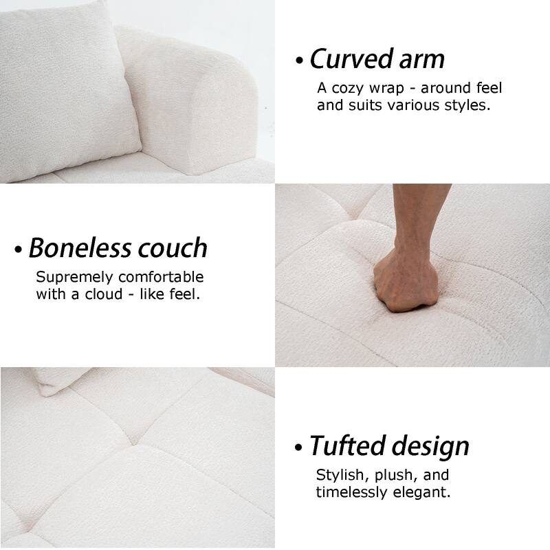 Chenille L Shaped Couch Boneless Couches for living room Tufted Sectional with Ottoman Modern Cloud Sofa
