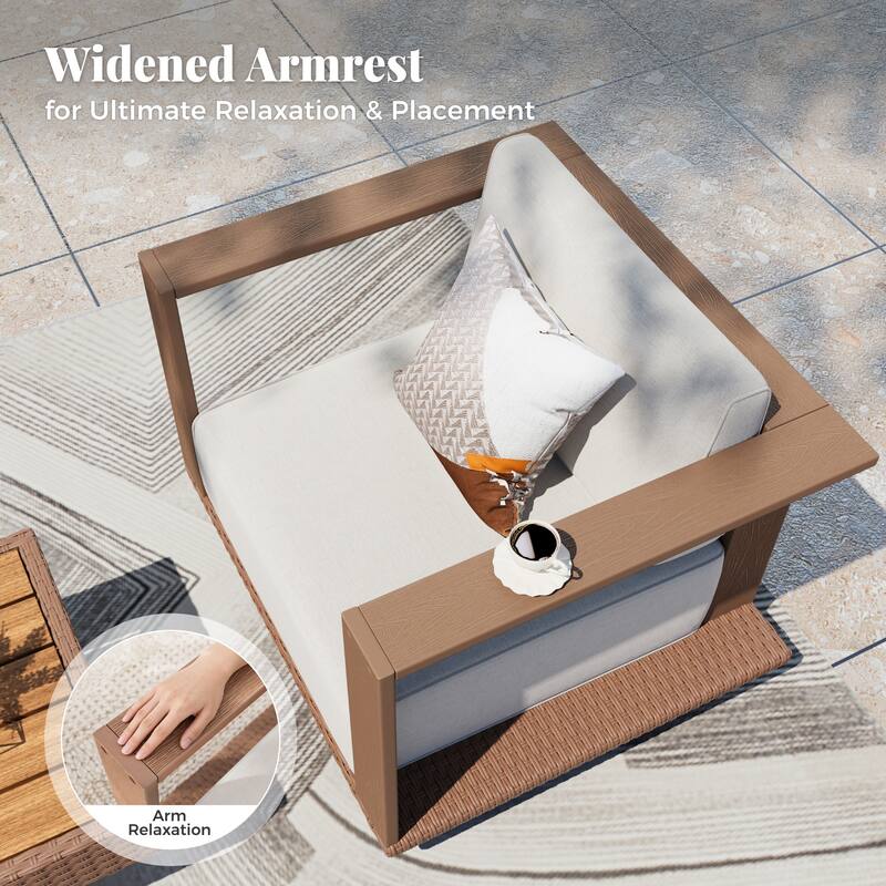 MAINSON ARTS Outdoor Patio Furniture Set, Rattan Wicker Modular Sectional Conversation Set with 10" Extra Thick Cushions