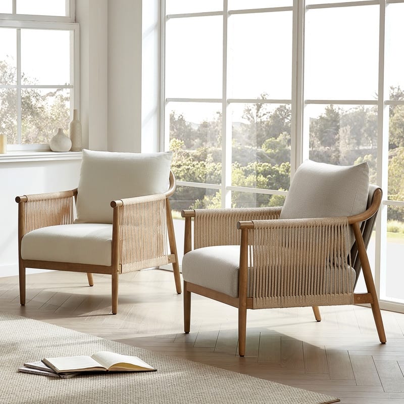 Lynn Accent Chair with Braid Wood Arm