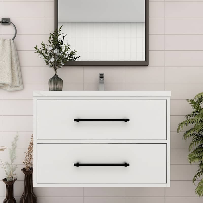 Victoria 30'' Wall-mounted Vanity with Reinforced Acrylic Sink - 29.5 - Glossy - Gloss White