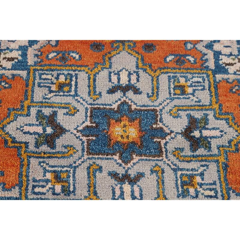 Geometric Heriz Serapi Oriental Foyer Rug Hand-Knotted Wool Carpet - 3'11"x 5'10"