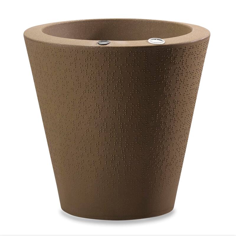 TruDrop Dot Self Watering Round Planter with Water Level Indicator - 16 in - Mocha