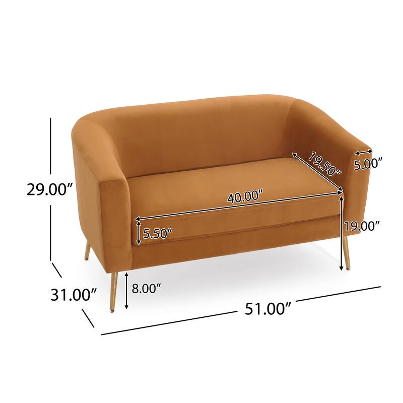 Roomfitters Modern Loveseat Sofa, Upholstered Small Couch for Living Room, Compact Accent Seating