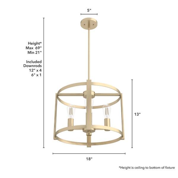 dimension image slide 0 of 3, Hunter Astwood 18" 4-Light Chandelier, Caged, Kitchen Island, Dining Room, Entry - Transitional, Art-Deco, Contemporary
