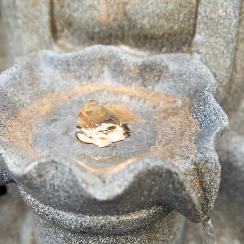 Glitzhome Polyresin Meditating Buddha Frog/Elephant Statue Outdoor Water Fountain with LED Lights