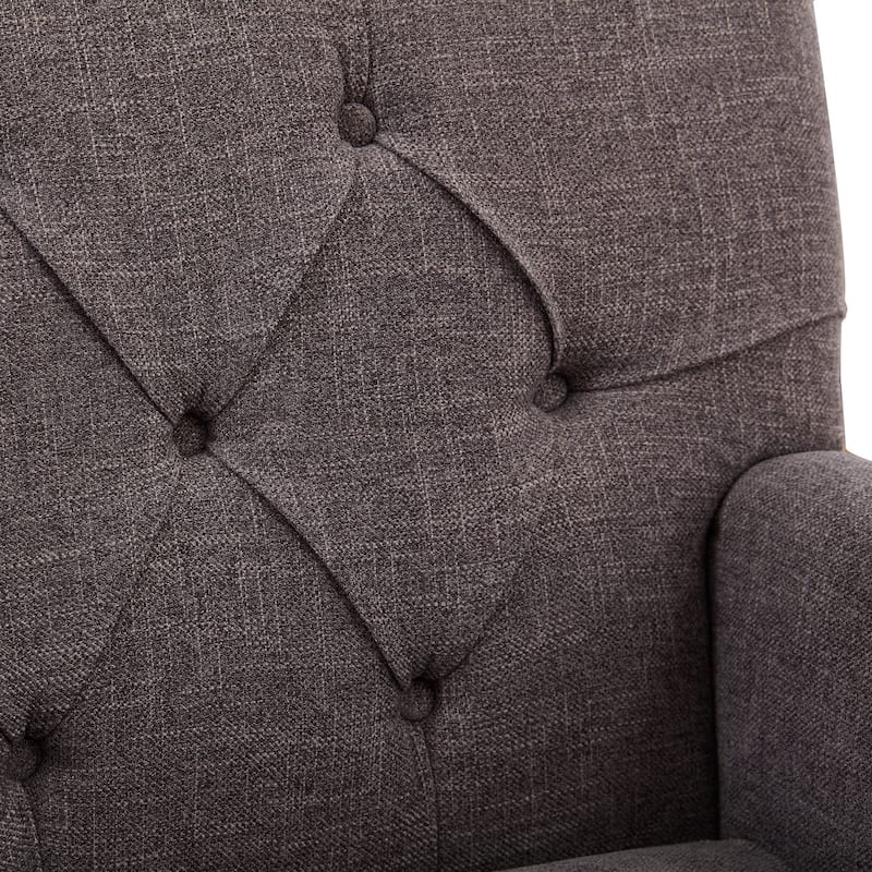 Set of 2 Arm Chair Upholstered Button Tufted Accent Chair with Lumbar Pillow Beige/ Grey/ Light Blue