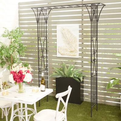 Black or White Metal Contemporary Garden Arbor with Lattice Work Sides