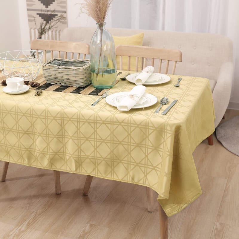 Geometric Jacquard Tablecloth Wrinkle Water Resistant Spill-Proof