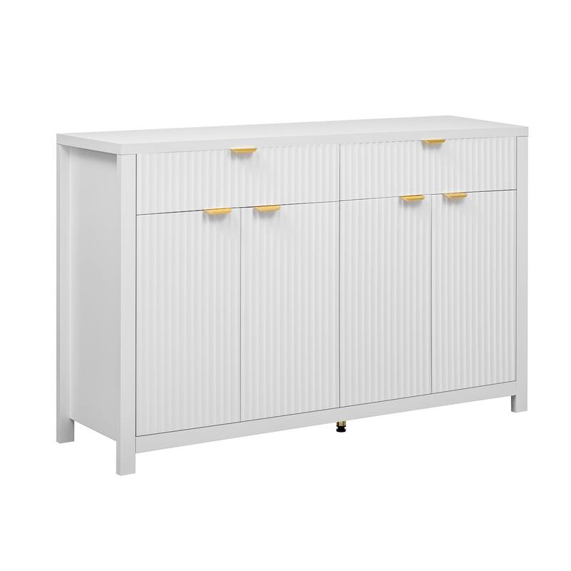 Modern Wave-Pattern Sideboard Cabinet with Adjustable Shelves and Large Capacity Drawers