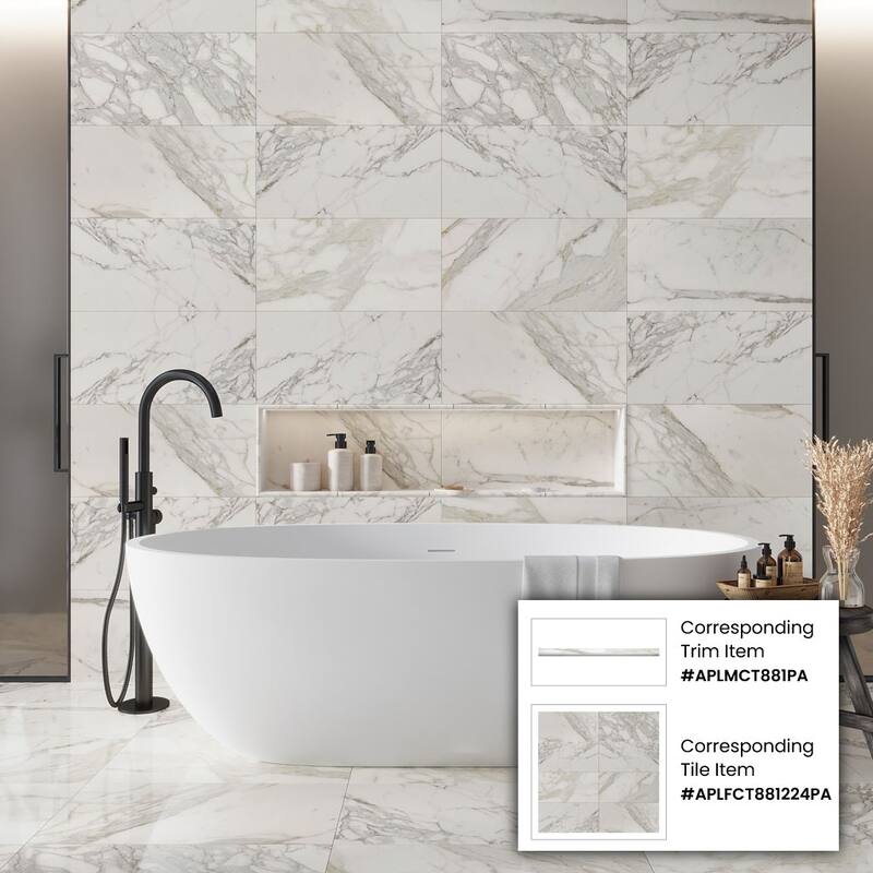 Apollo tile 12 x 24 Grandis Polished White Gray Calacatta Gold Marble Tile (10 sq ft/case) - 5 Pack