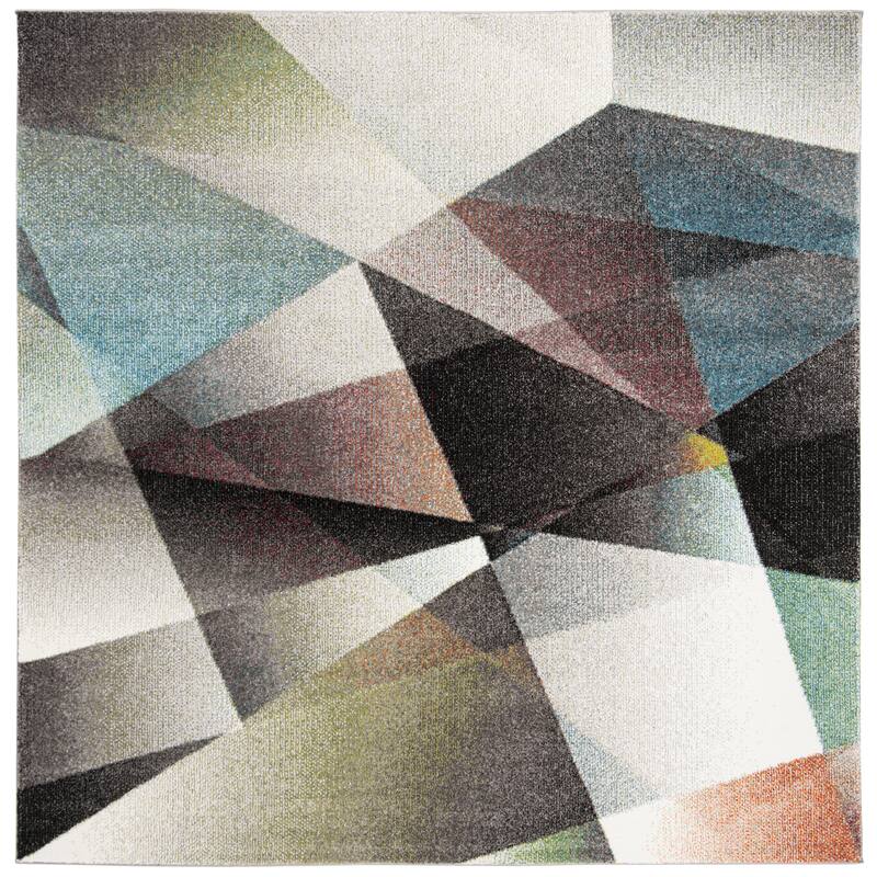 SAFAVIEH Porcello Madeleine Mid-Century Modern Abstract Rug - 8' Square - Grey/Multi