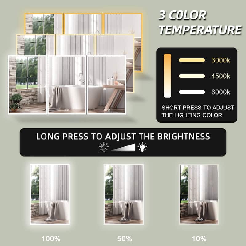 60'' W 30'' H Recessed Frameless Medicine Cabinet Mirror 9 Adjustable