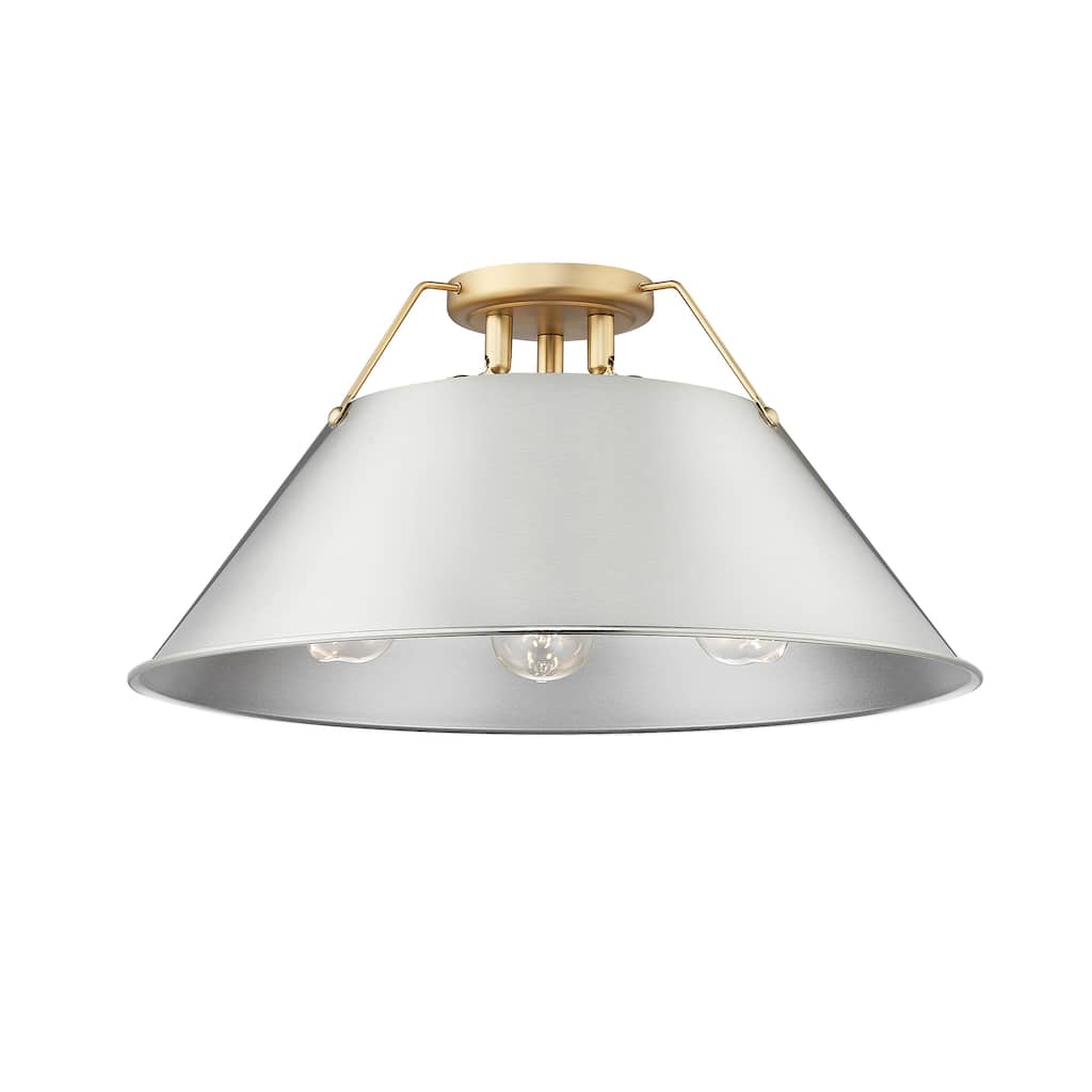 Orwell 3-Light Flush Mount in Brushed Champagne Bronze with Pewter - Gold