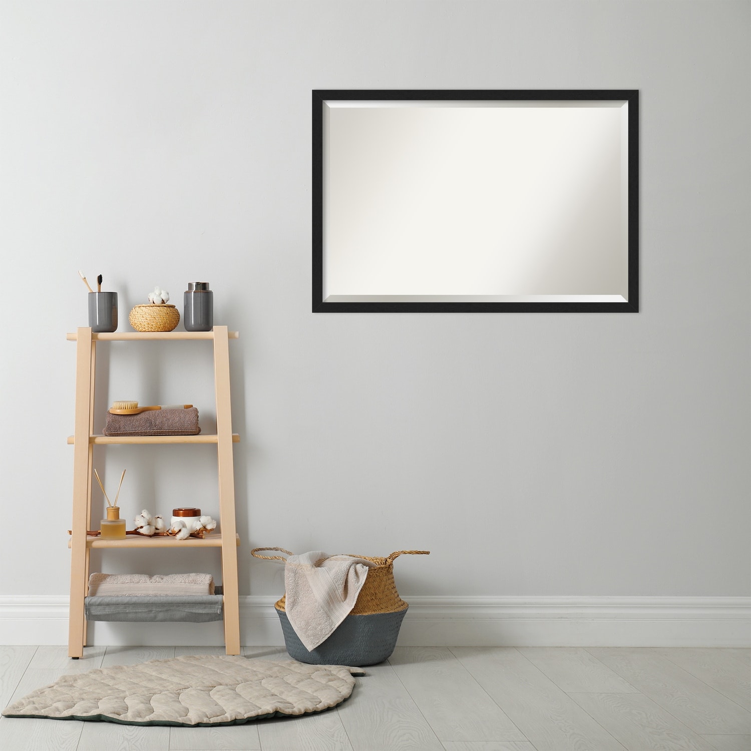 Beveled Bathroom Wall Mirror - Grace Brushed Narrow Frame - Picture 18 of 24