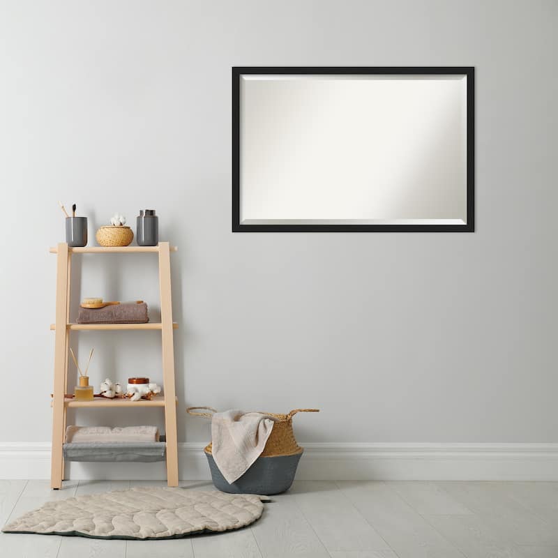 Beveled Bathroom Wall Mirror - Grace Brushed Narrow Frame