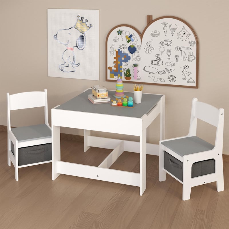 Anmytek Kids Activity Table and Chair Set with Storage, Toddler Play Craft Learning Desk for Playroom