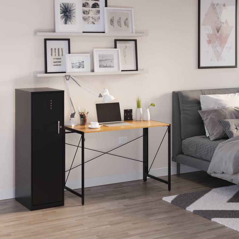 Space Solutions 43-in Folding Desk for Home/Office, Black/Teak