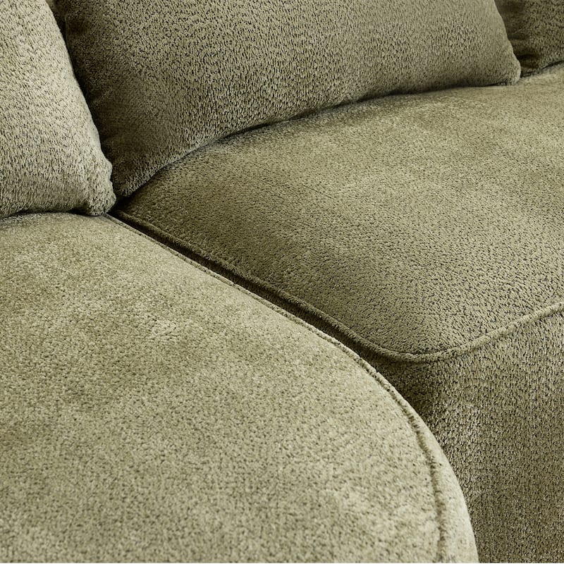 L Shape Sectional Sofa with Curved Chaise Lounge, High-Resilience Sponge Boneless Sofa, Upholstered Sofa with Throw Pillows