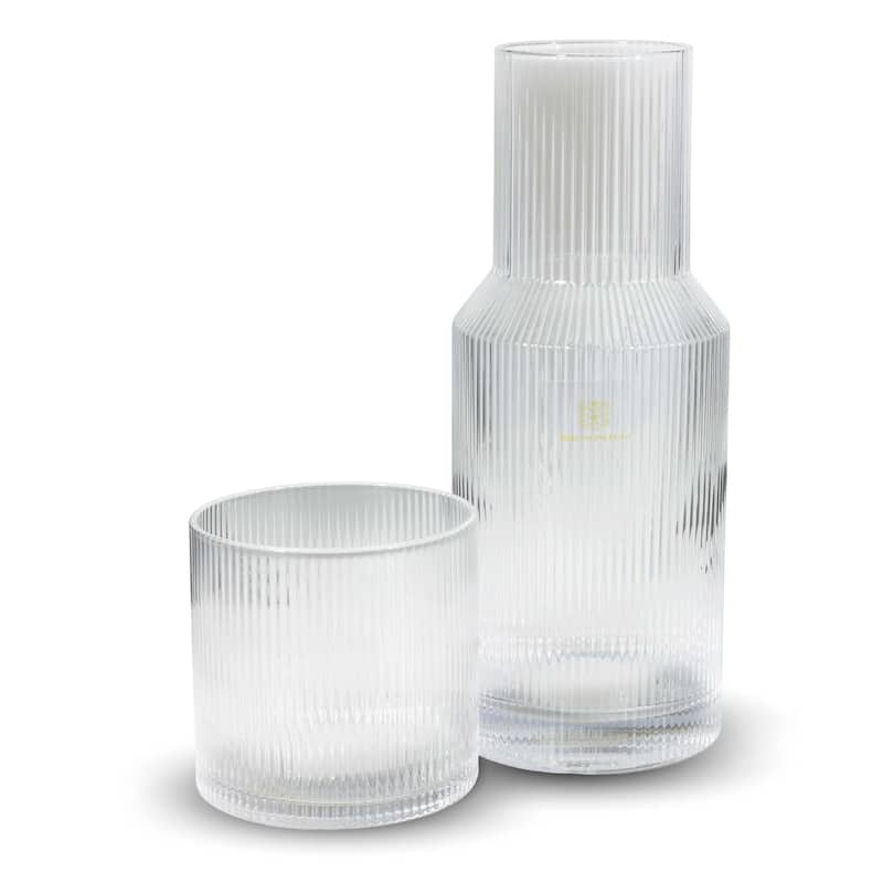 Bruno Magli Ribbed Carafe with Tumbler Lid - 28 oz
