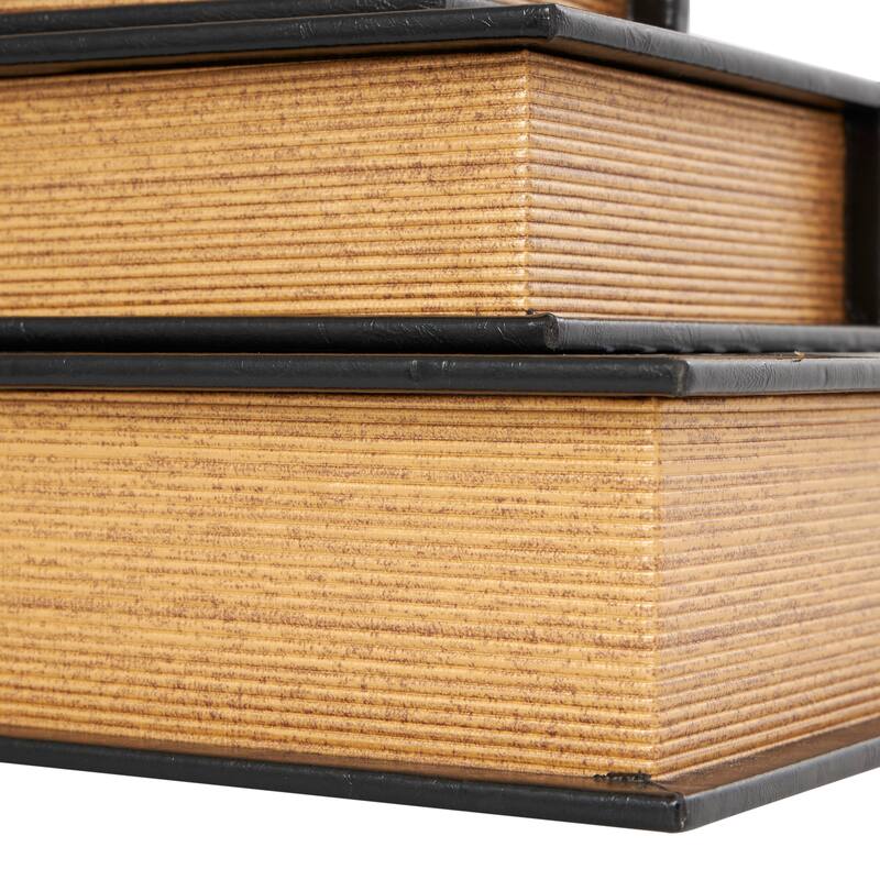 Black Wooden Paris Faux Storage Book Eiffel Tower Decorative Box (Set of 3)