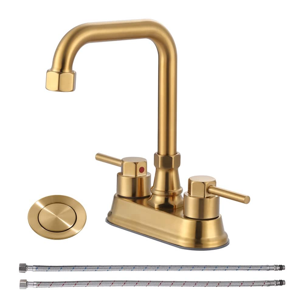 WOWOW 4 in. Centerset Double Handle High Arc Bathroom Faucet