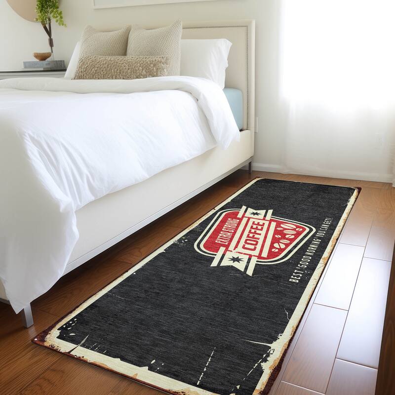 Premium Washable Super Soft Coffee Shop Vibes Mayfield Rug - Black - 2' 3" x 7' 6" - Runner