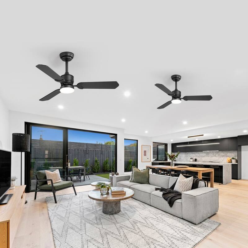 42" Wood Reversible 3-Blade Integrated Ceiling Fan with LED Light and Remote