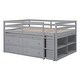 preview thumbnail 114 of 144, Twin/Full Size Low Loft Bed with Retractable Writing Desk and 4 Drawers, Wooden Loft Bedframe w/ Lateral Portable Desk & Shelves