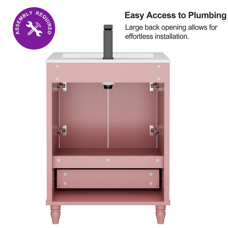 Lace Trim Freestanding Bathroom Vanity Set - Perfect for Bathrooms
