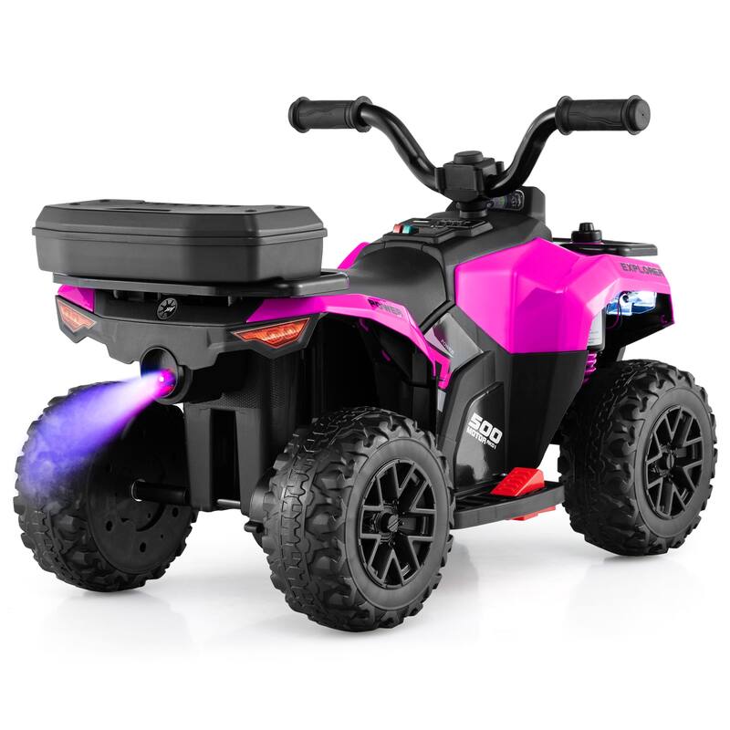 Gymax 6V Kids Ride On ATV w/ Music & Spray Function USB Port Storage