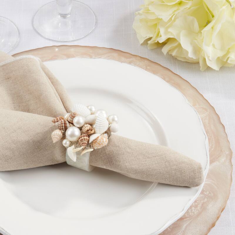 Seashore Splendor Beaded Resin Napkin Ring (Set of 4) - Ivory