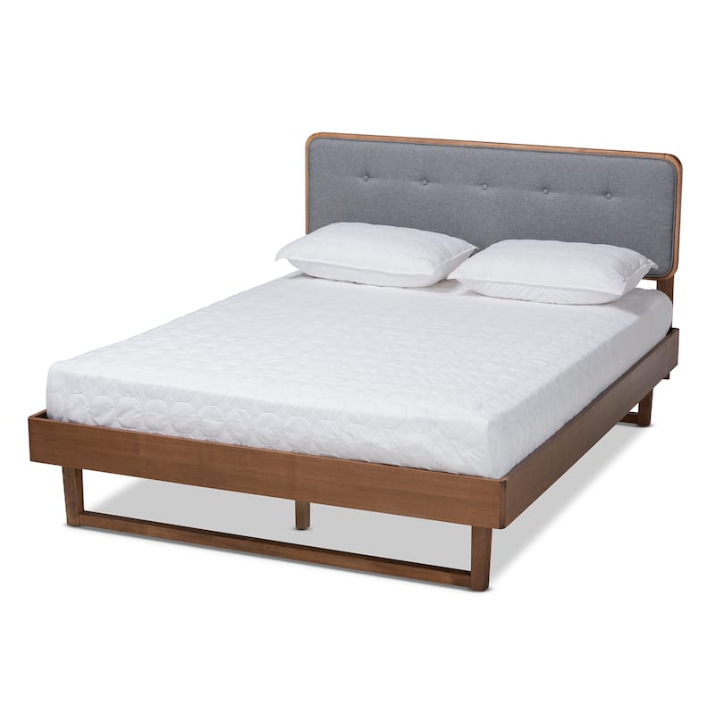Natalia Mid-Century Modern Platform Bed - Queen - Dark Grey