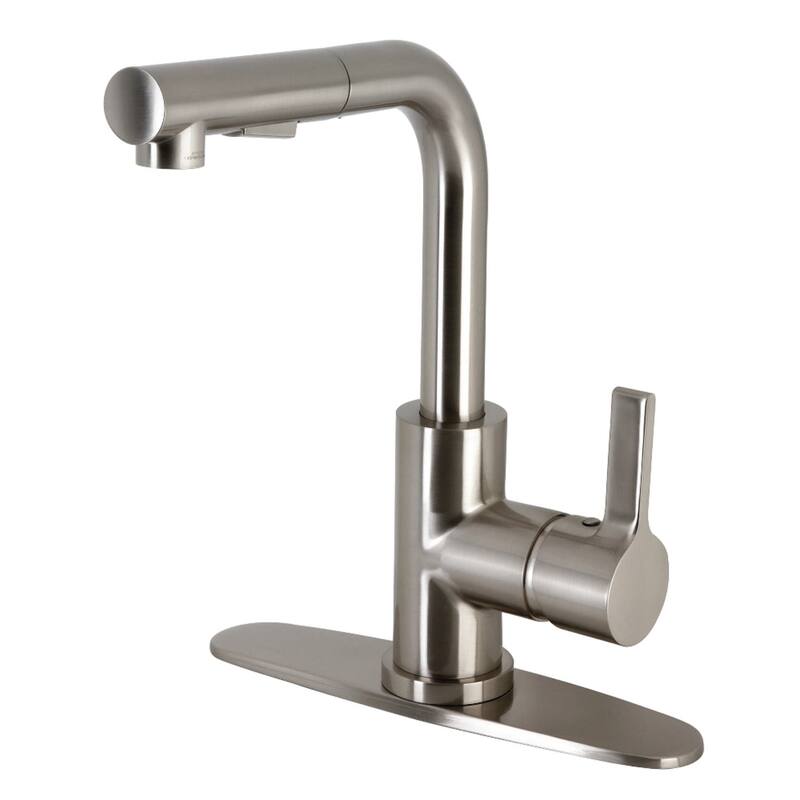Kingston Brass Continental 1.8 GPM Single Hole Pull Out Kitchen Faucet - Brushed Nickel