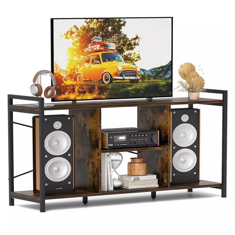 3-Tier TV Stand for 55" TVs w/4 Open Shelves Heavy-duty Metal Frame - 47 inches in width