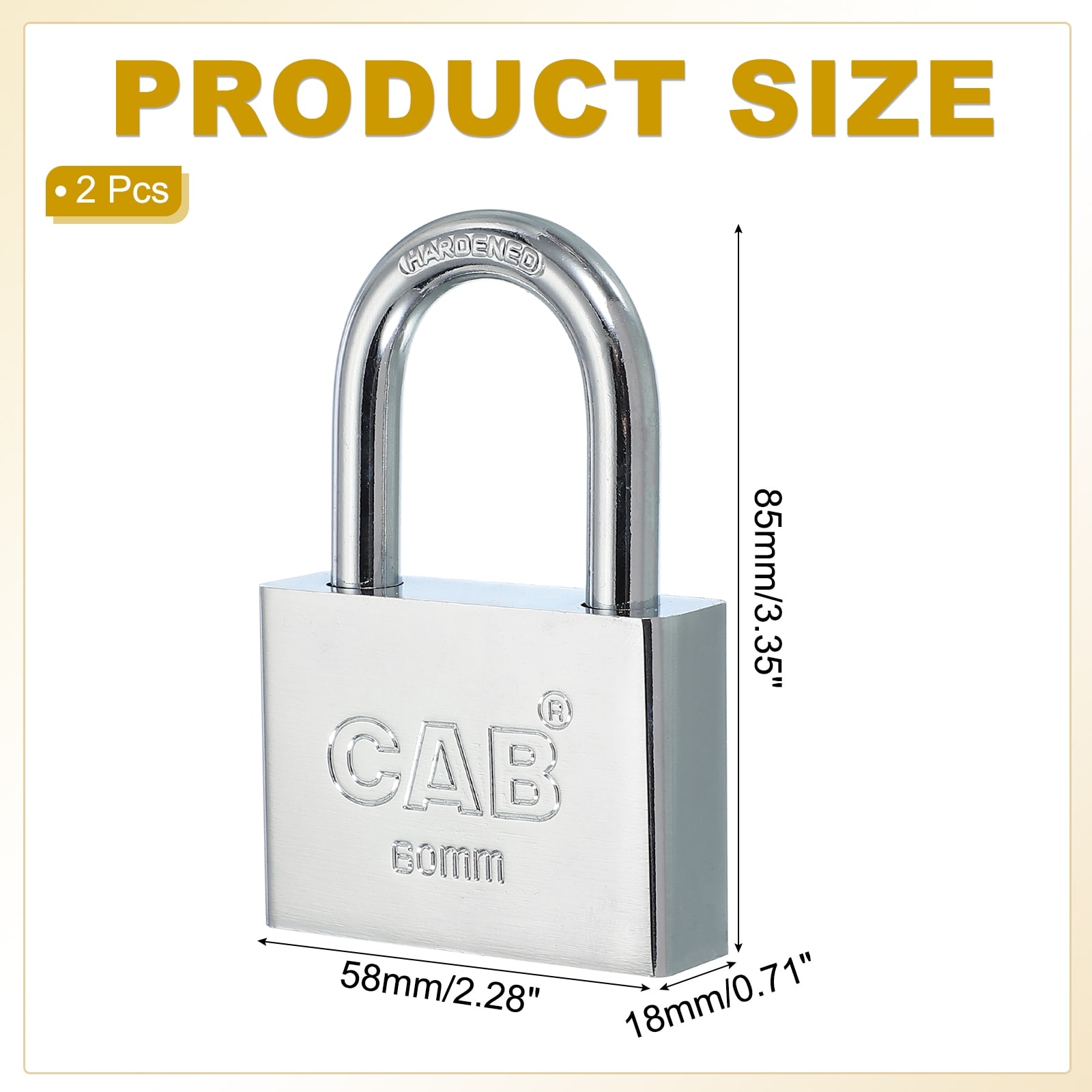 Pin Tumbler Padlocks, Keyed Different Lock Stainless Steel Padlocks Harden Shackle with Keys - Silver