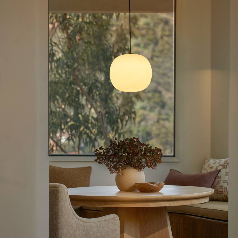 1-Light Modern Gold Hanging Pendant Light with Opal Glass Globe Lamp Shade for Kitchen Island, Bedroom