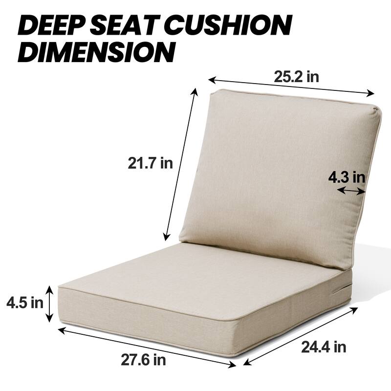 27.6 in W * 24.4 in D Outdoor Patio Deep Seat Cushion Chair Set