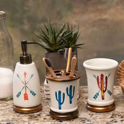 HiEnd Accents Bright Cactus 3 Piece Bath Accessory Set