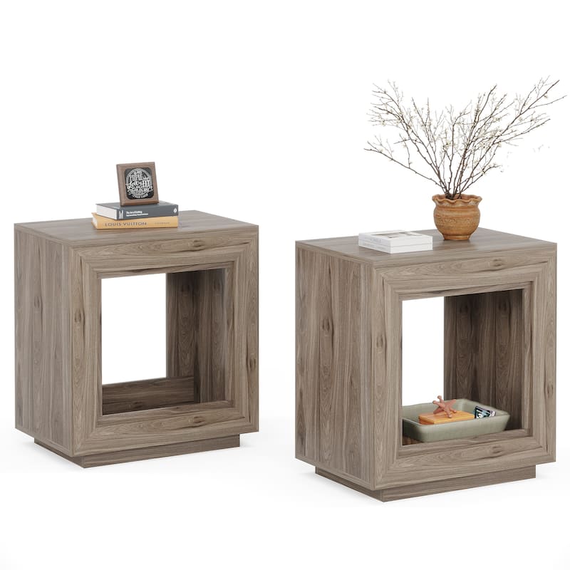 23.62-inch Farmhouse Rectangular End Side Table for Living Room（Set of 2）