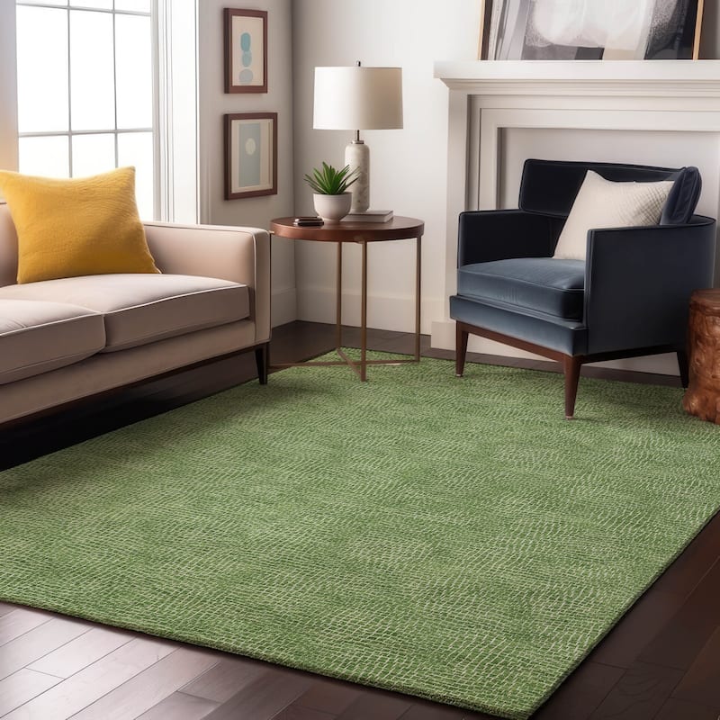 Premium Washable Super Soft Geo Hatchy Mayfield Rug - Green - 2'6" x 3'10"